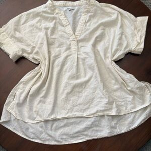 Madewell Short Sleeve Tunic OffWhite Women's Size Large Relaxed Fit Cotton Kapok